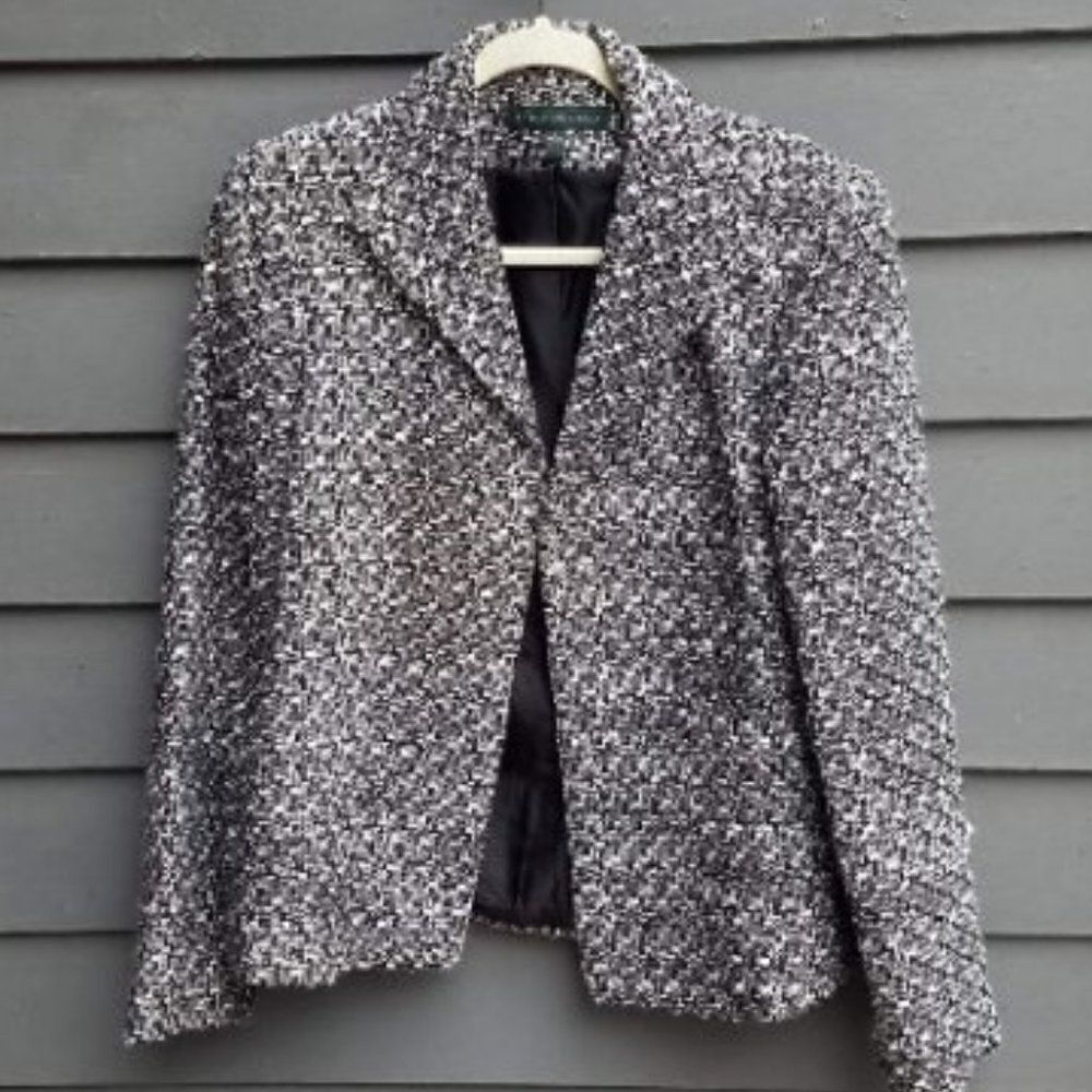 Harve Bernard (Vintage) Salt & Pepper Wool Tweed Blazer/Jacket Size Medium